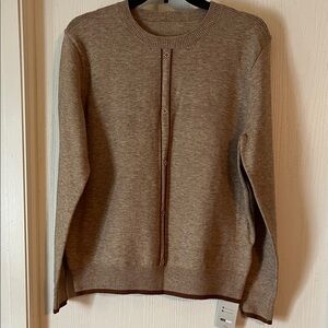 Womens Brown Sweater with Rhinestone Detail